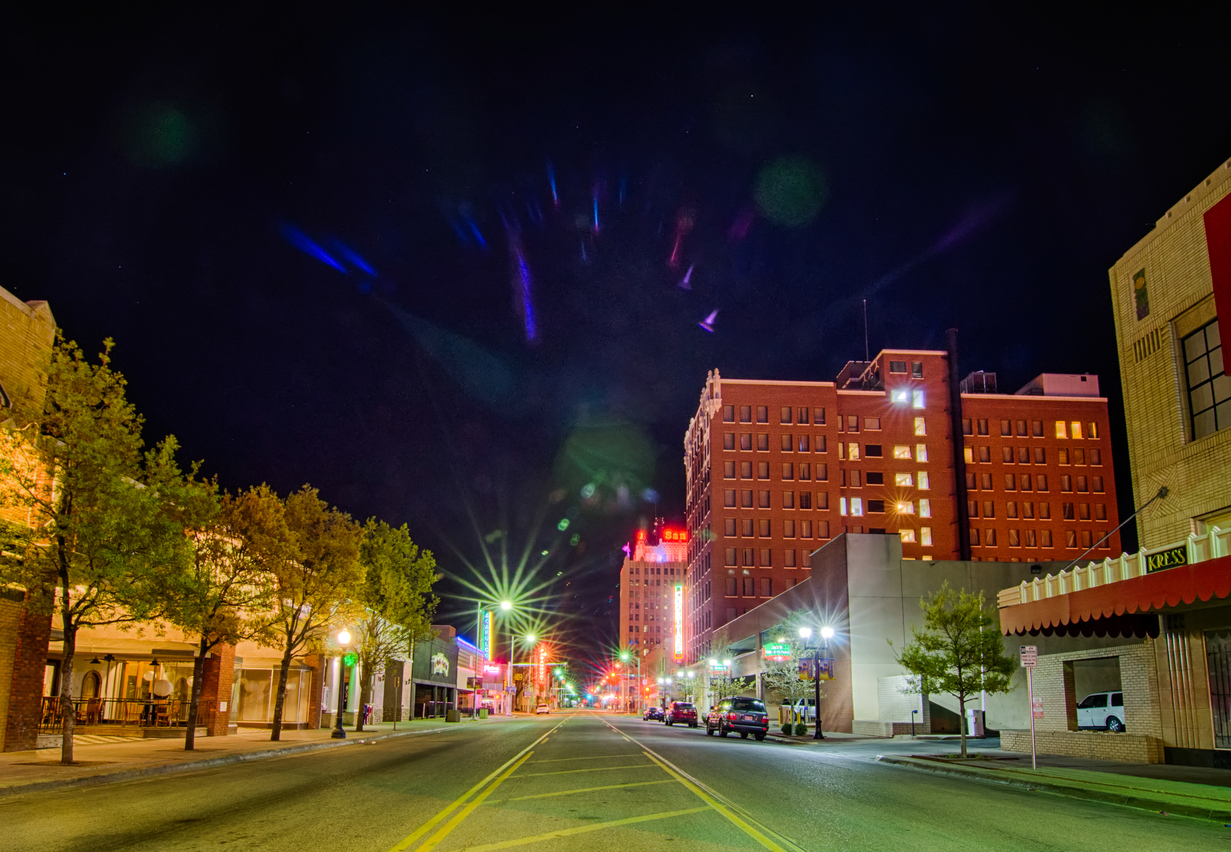 April 2015 - streets of amarillo texas city skyline at night